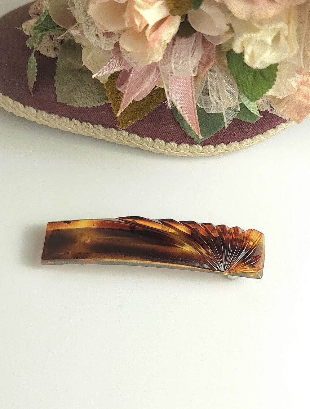Vintage Tortise Shell Style Hair Barrette Made in France 3.5